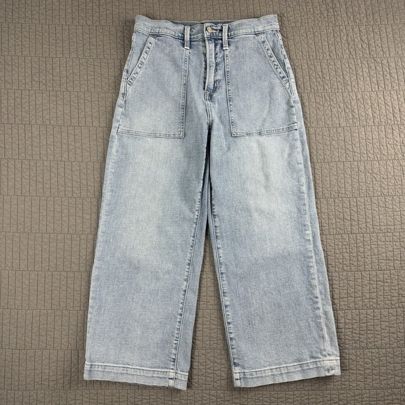 GAP Denim - Gap Jeans Women's 8/29 (29x25) Blue High Rise Wide Leg Ankle Crop Stretch Denim